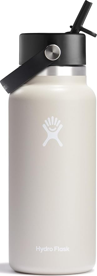 Hydro Flask Water Bottle - Insulated Stainless Steel - Wide Straw Lid, Non Spill, Leakproof in 32... | Amazon (US)