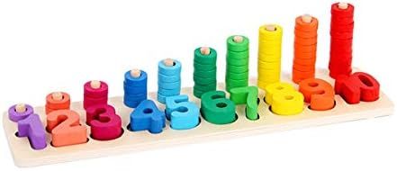 KangRuiZhe Montessori Wood Blocks Sorting Puzzle Sorter Stacker Math Intelligence Peg Number Boar... | Amazon (US)