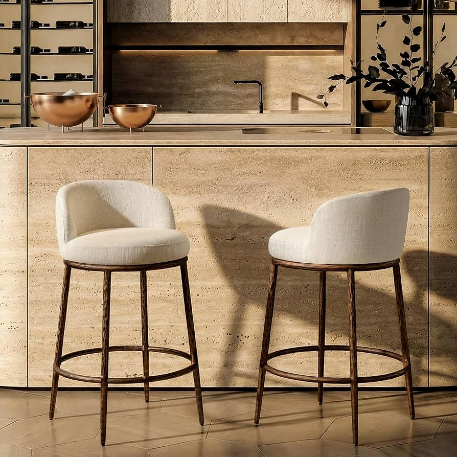 Morden Fort Hammered Counter Height Bar Stools Set of 2, Antique Bronze | Amazon (US)