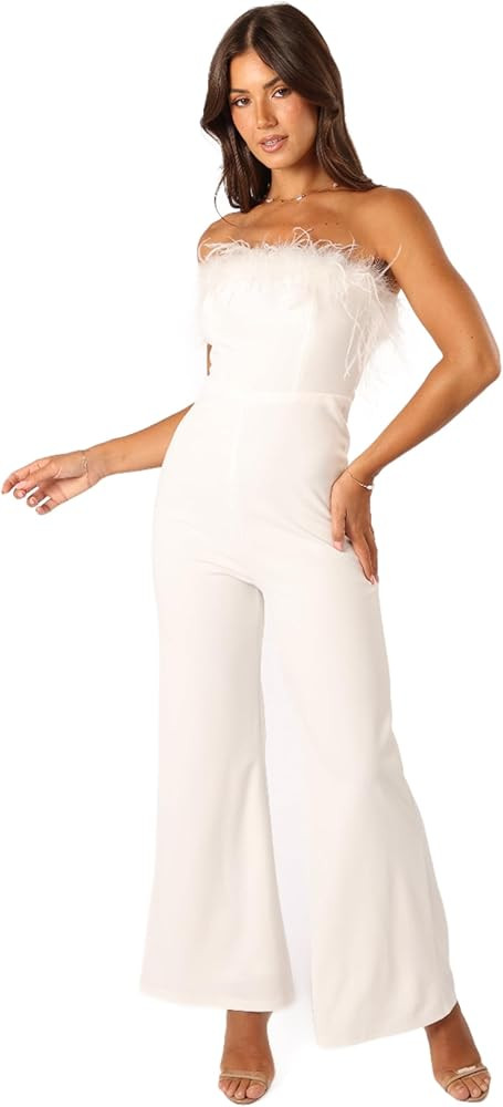 Petal & Pup womens Louise Feather Trim Jumpsuit | Amazon (US)