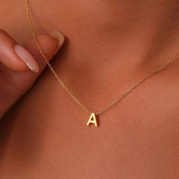 26pcs American-european Style Stainless Steel Short Collarbone Chain Personalized Initial Name Le... | SHEIN
