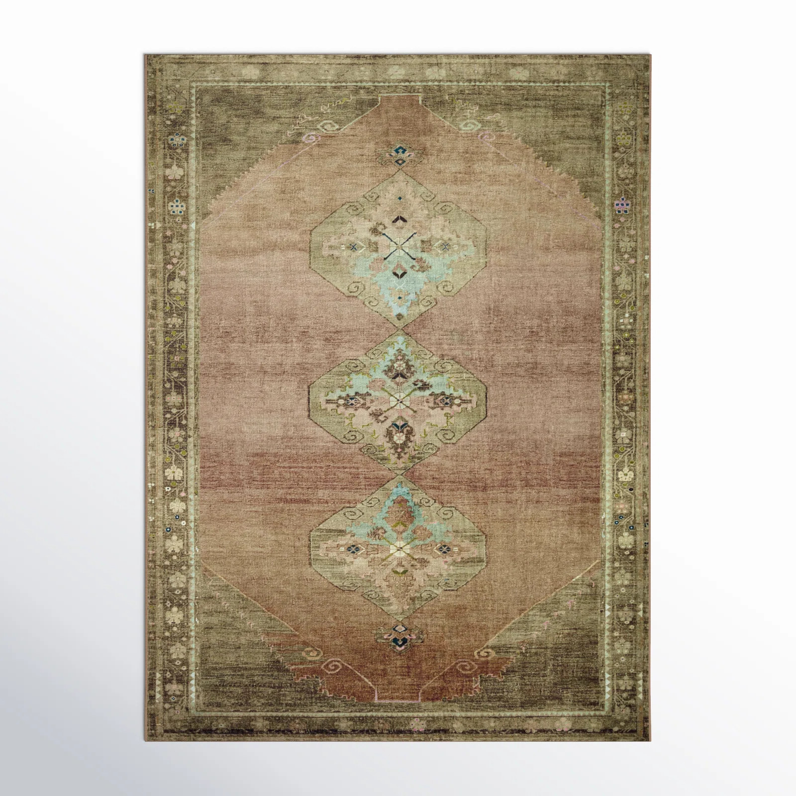 Magnolia Home By Joanna Gaines X Loloi Sinclair Machine Washable Clay / Tobacco Area Rug | Birch Lane