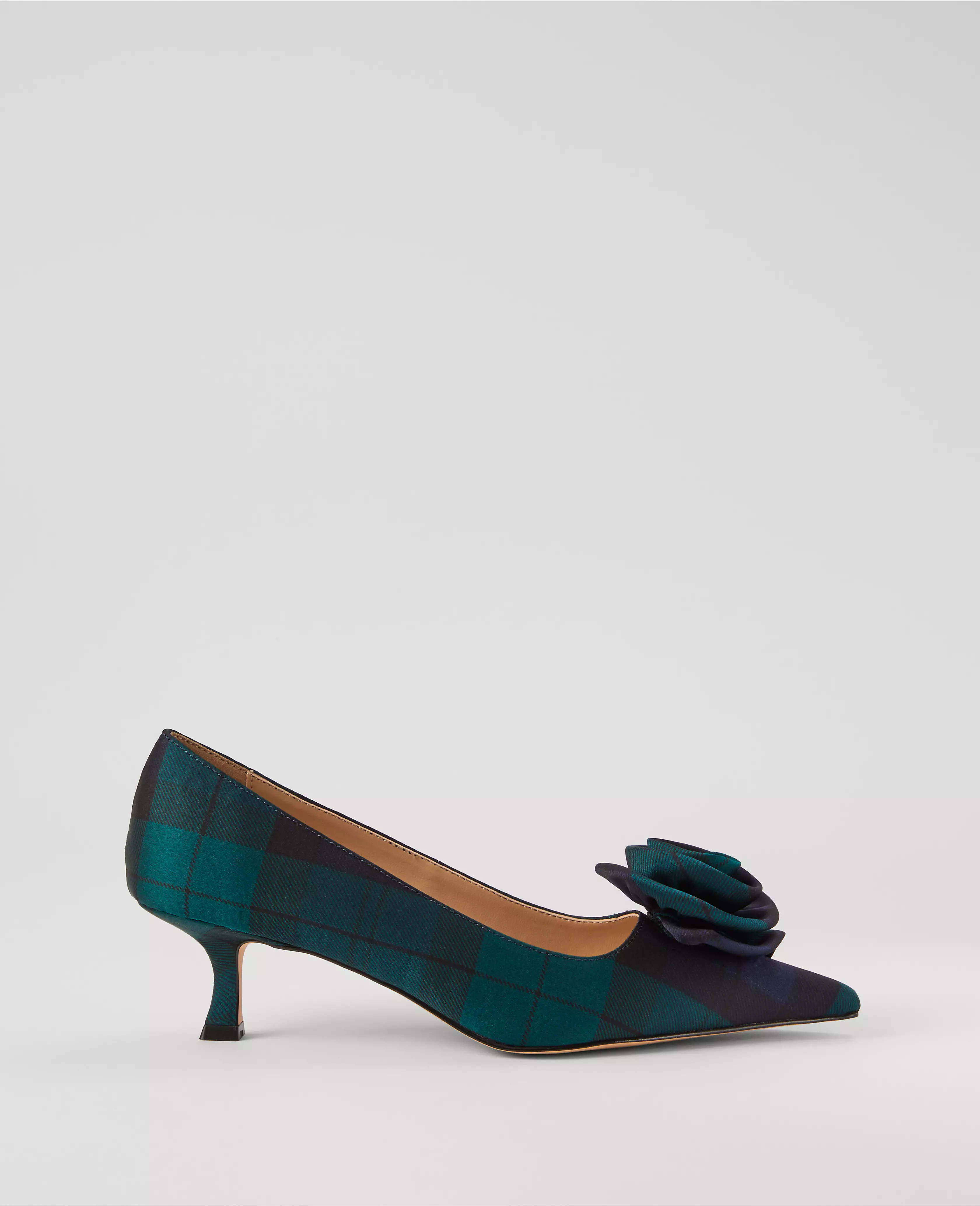 Nip-Toe Kitten-Heel Satin Rosette Pump | Ann Taylor (US)