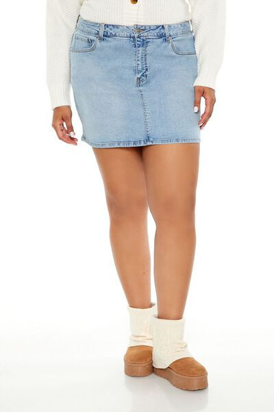 Plus Size Heart Pocket Denim Mini Skirt | Forever 21