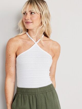 Cropped Smocked Crossover Halter Cami Top for Women | Old Navy (US)