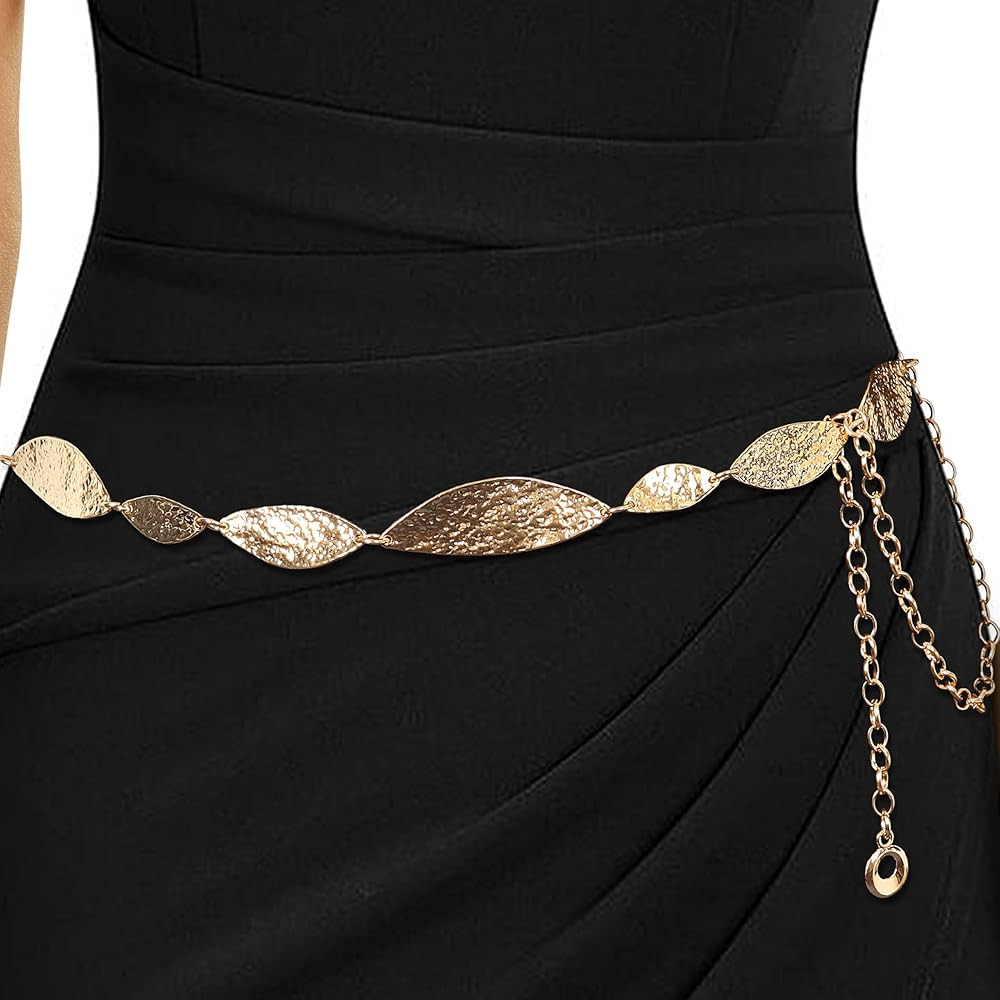 LOTOFUN Gold Chain Belt for Dresses: Metal Bohemia Style Waist Chains Belts for Women Ladies Dres... | Amazon (US)