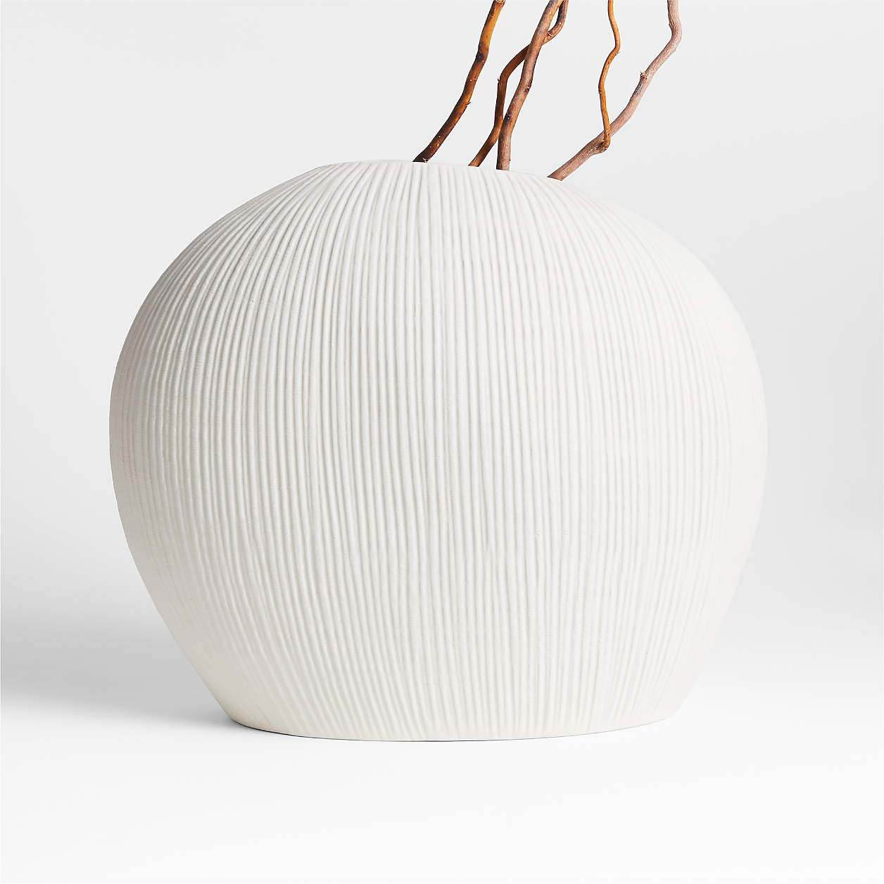 Alura Low-Wide Cream White Porcelain Vase + Reviews | Crate & Barrel | Crate & Barrel