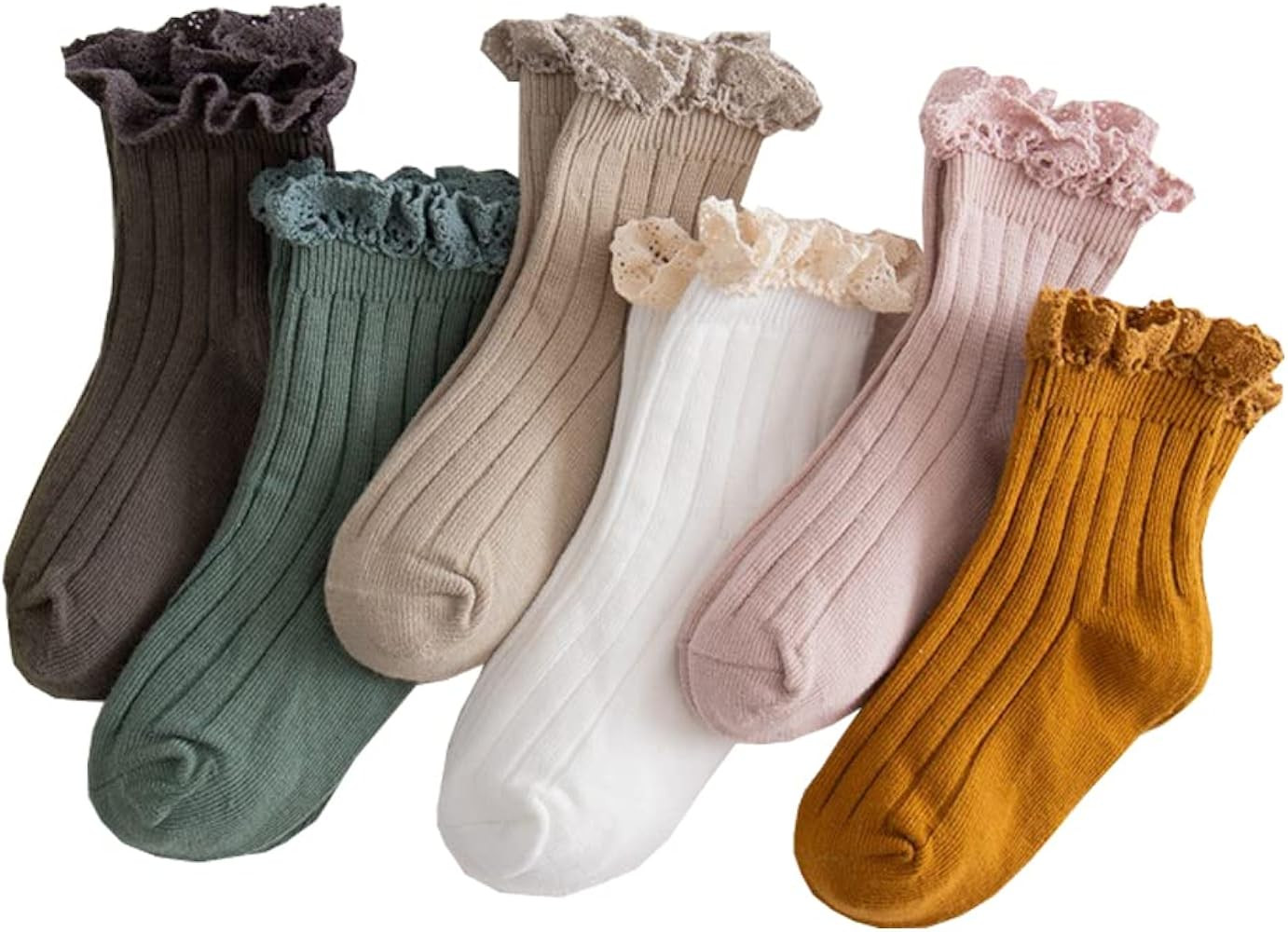Little Girls Vintage Ruffle Ankle Lace Socks Toddler Girl Boot Socks | Amazon (US)