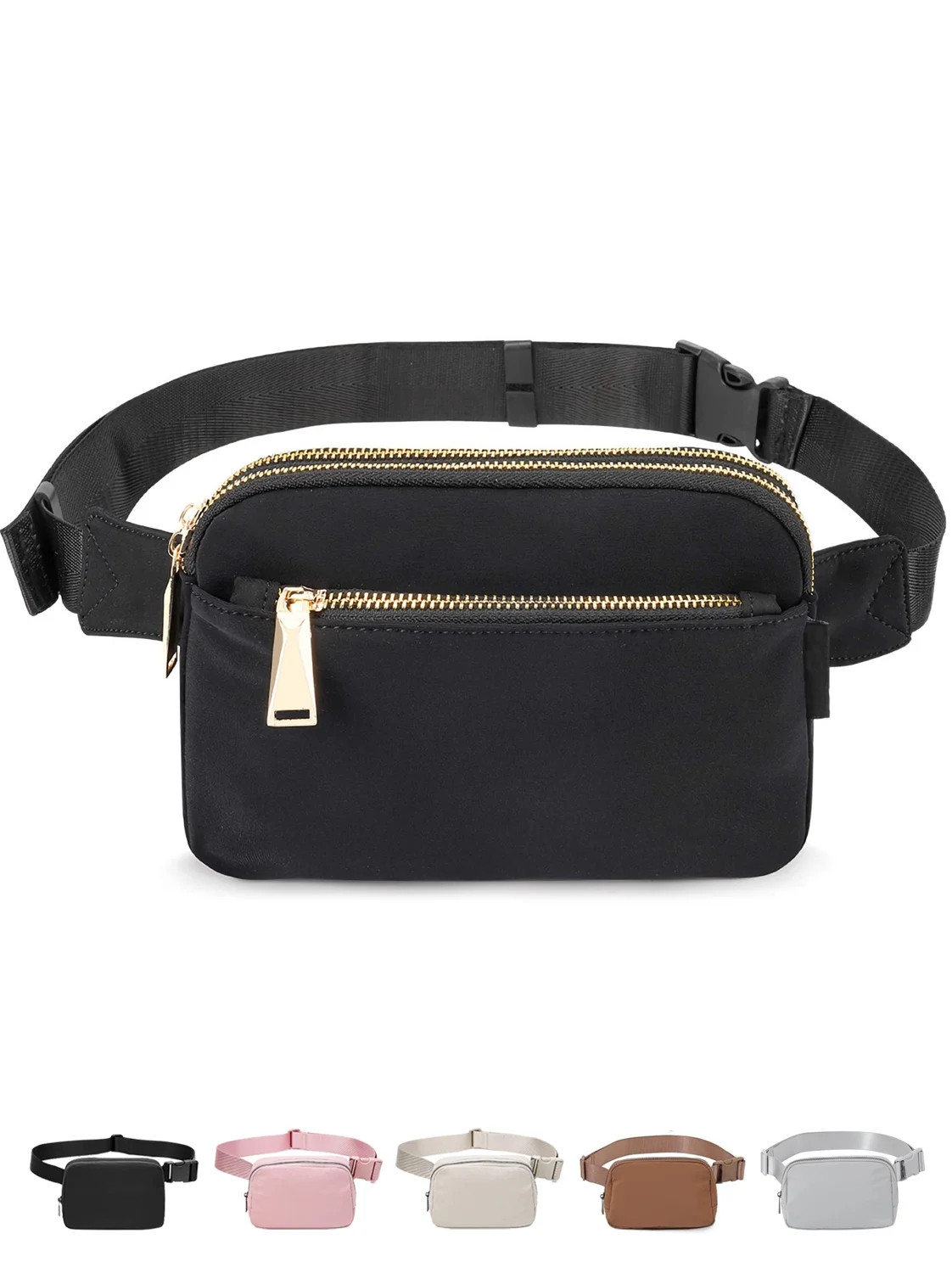 MYEBIUAI Waterproof Adjustable Strap Unisex Fanny Pack, Nylon, Black | Walmart (US)