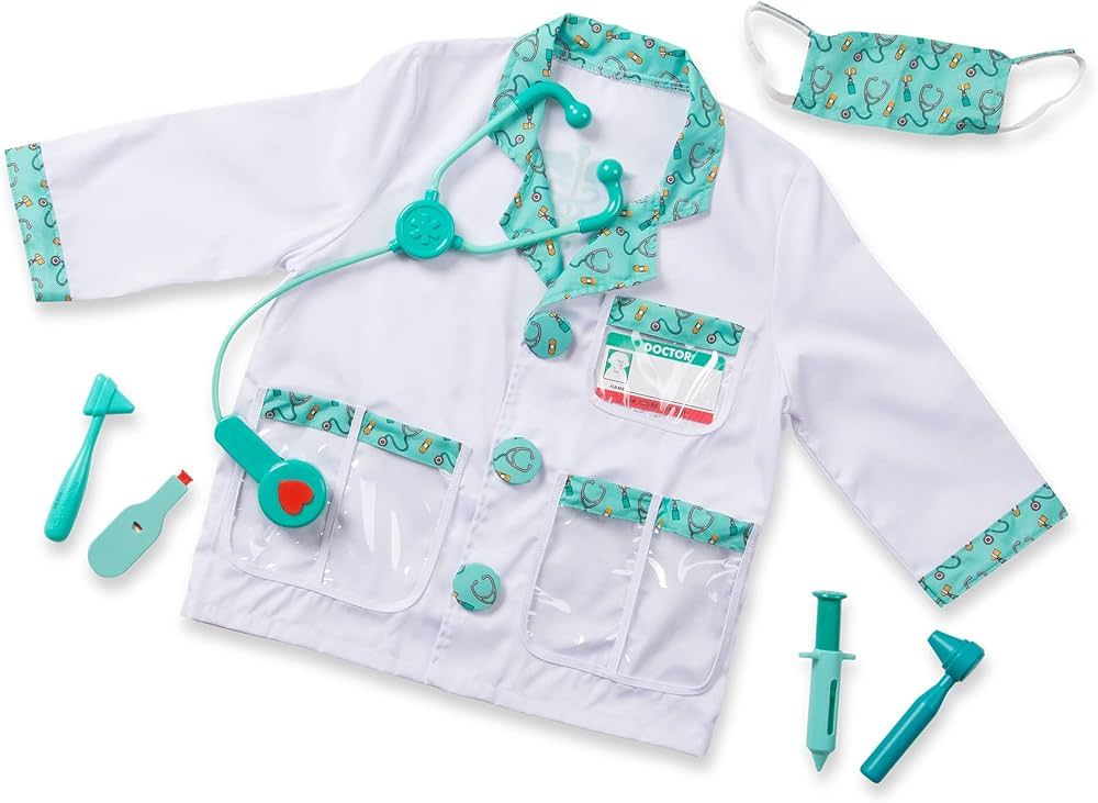 Melissa & Doug Doctor Role Play Dress-Up Set (7 pcs) - Pretend Play Costume And Kit With Stethosc... | Amazon (US)