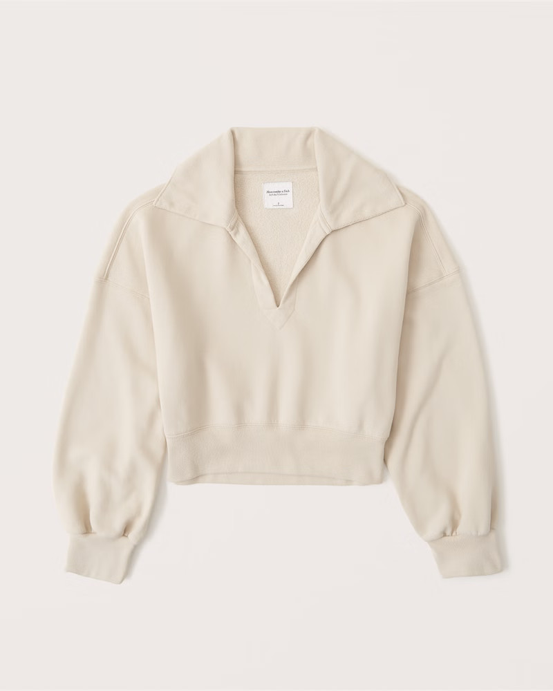 Women's Drama Collar V-Neck Sweatshirt | Women's Tops | Abercrombie.com | Abercrombie & Fitch (US)
