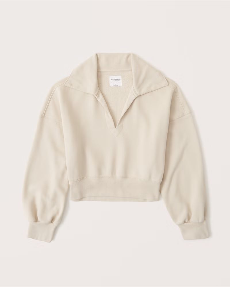 Women's Drama Collar V-Neck Sweatshirt | Women's New Arrivals | Abercrombie.com | Abercrombie & Fitch (US)