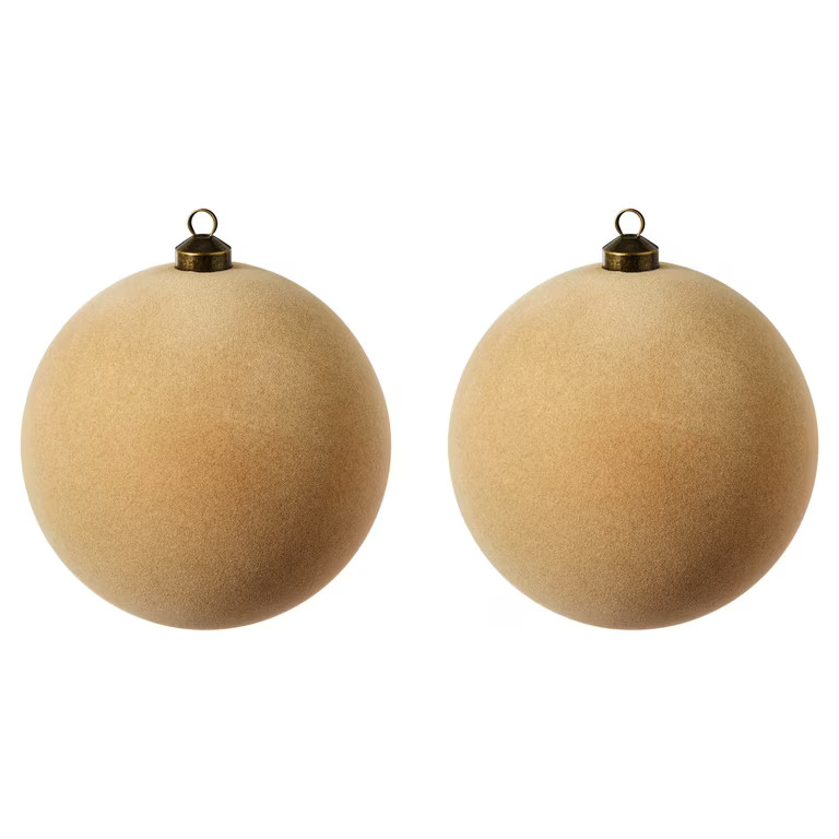 My Texas House 2-Count Gold Velvet-Feel Ball Shatterproof Christmas Ornaments, 7" | Walmart (US)