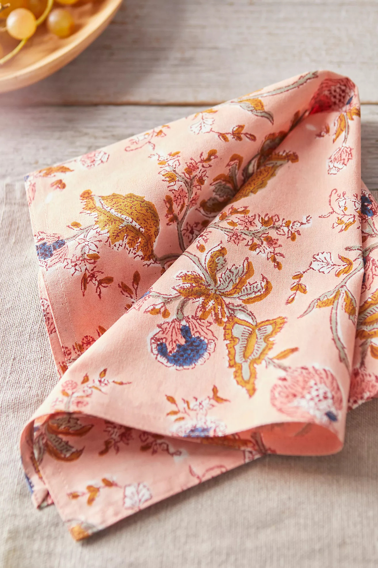 Peach Hydrangea Napkins, Set of 4 | Anthropologie (US)
