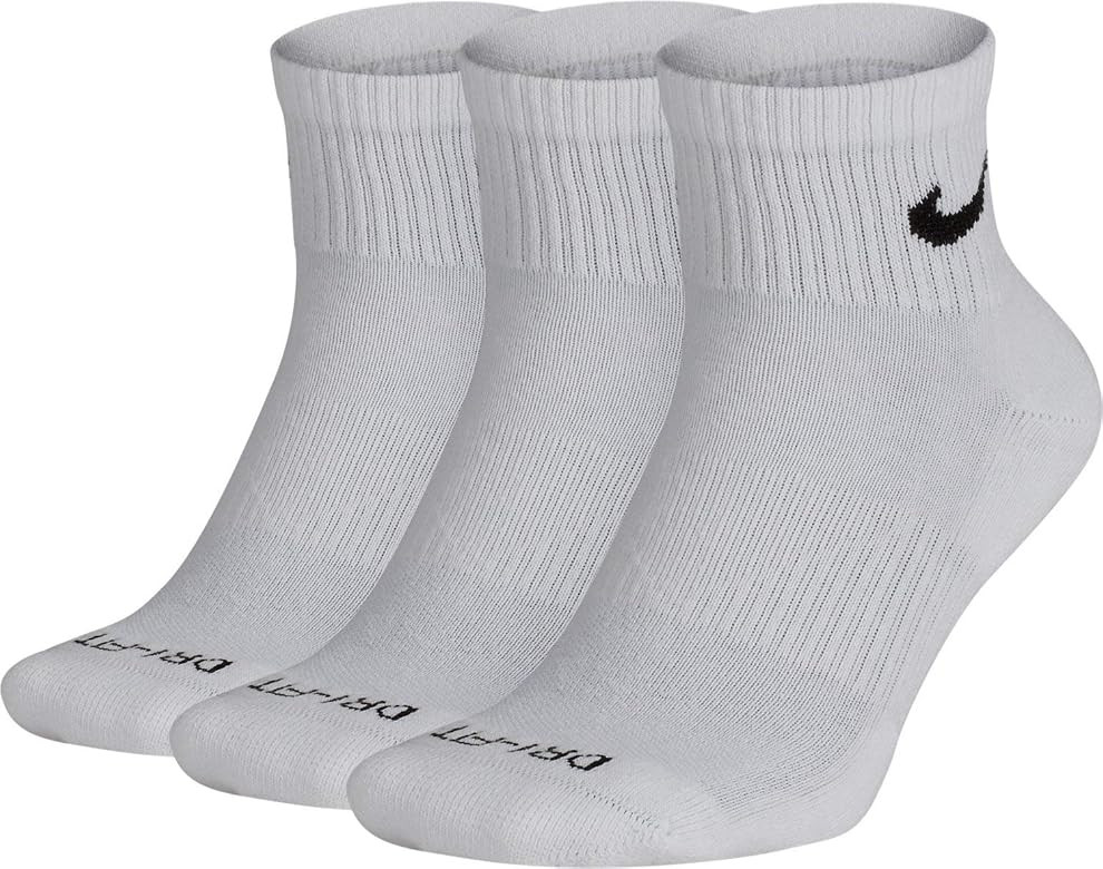 Nike Everyday Plus Cushion Ankle Training Socks (3 Pair), White, Medium | Amazon (US)