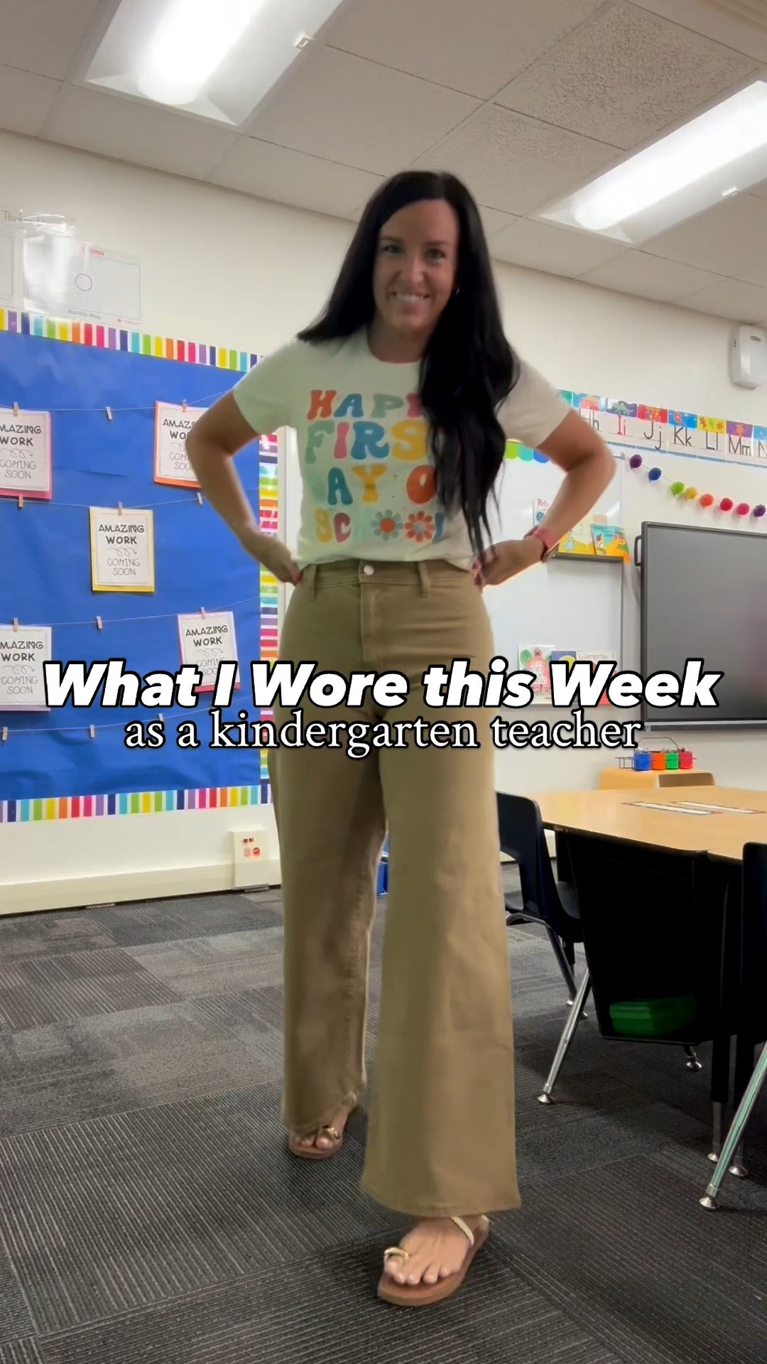 What I wore this week as a kindergarten teacher! 🍎📚✏️🩷



Size & fit info: (I am 5’5” for reference and usually wear a size 4/27 and small.)
Monday outfit: I’m in my normal size S in the teacher tshirt, but I do think it runs small, FYl. SO CUTE!!! The sailor jeans come in lots of colors- I like to size up one size.
Tuesday outfit: I sized up to a M in the Amazon Black Maxi Dress. The material is so nice and thick like a scuba material. The arm holes have extra fabric so it’s modest for work. More colors!
Wednesday outfit- These linen-blend elastic waist pants are so comfy and give a FP look with an Amazon price! They come in many colors, too!- I sized up to a M. The striped sleeveless top is selling out, so I linked similar ones. (Originally this is the bestee tank at Old Navy and fits TTS, I’m in a S).
Thursday outfit- My long Amazon maxi skirt is lightweight and flowy. I sized up to a M for a looser fit in the waist. My color is “white floral.” (You will want to wear a slip underneath FYI.) The double-lined tshirt is a nice gray color. I sized up to a M so it wasn’t so tight for work.
Friday outfit- some fun new jeans for casual Friday! I sized down one size because Hehee nice and stretchy. My darker wash is about sold out, but they sell this exact style in a lighter wash that’s stocked! My half coffee half teacher tshirt cracks me up! I sized up to a M to wear it untucked with leggings, but I would say get your normal size to wear tucked with jeans.
All of my sandals fit TTS.


#teachersfollowteachers
#teachersofinstagram #teachersofig #teacherlife #teachergram #teachersbelike #elementaryteachers #teacherfashion #teacherootd #amazonfashion #teacheroutfits @amazonfashion #amazonfashion #amazonfashionfinds #Itksalealert #Itkfindsunder50 #Itkbacktoschool

#LTKStyleTip