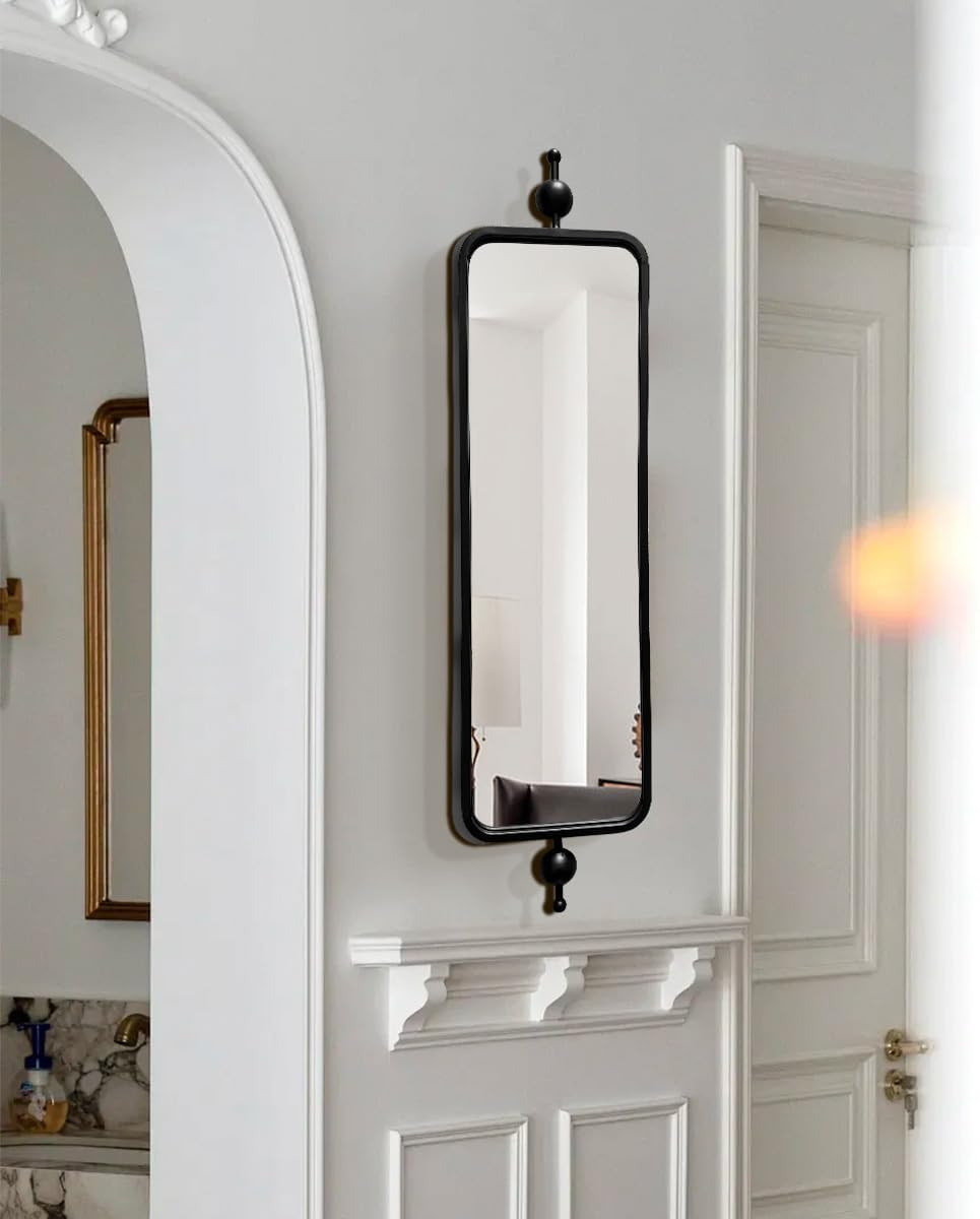 Black Long Mirror for Skinny Entryway Living Room badroom,Full Lenth Thin Retangle Mirror with Round Corner 9" X 36‘ | Amazon (US)