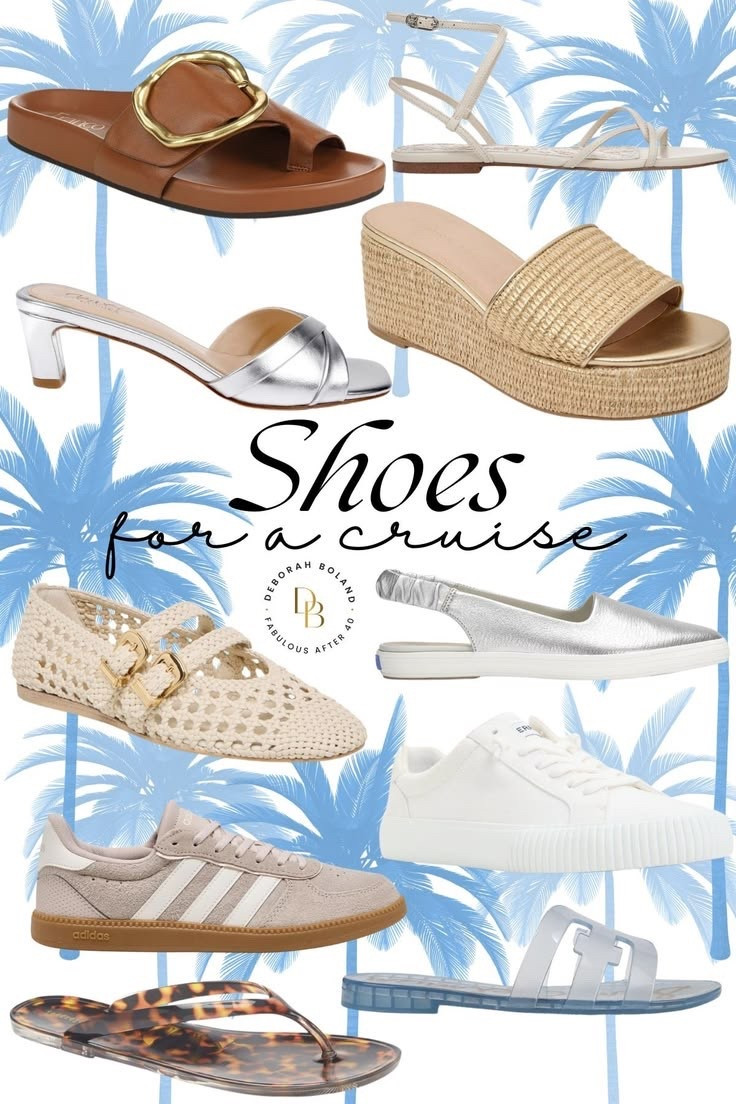 Cruise days call for shoes that can keep up. From deck strolls to sunset dinners, I always pack pairs that are comfy, stylish, and easy to walk in. Think slides for daytime, wedges for dinner, and a cute sneaker for exploring ports. What shoes are you packing for your next cruise?

#LTKTravel #LTKSeasonal #LTKOver40