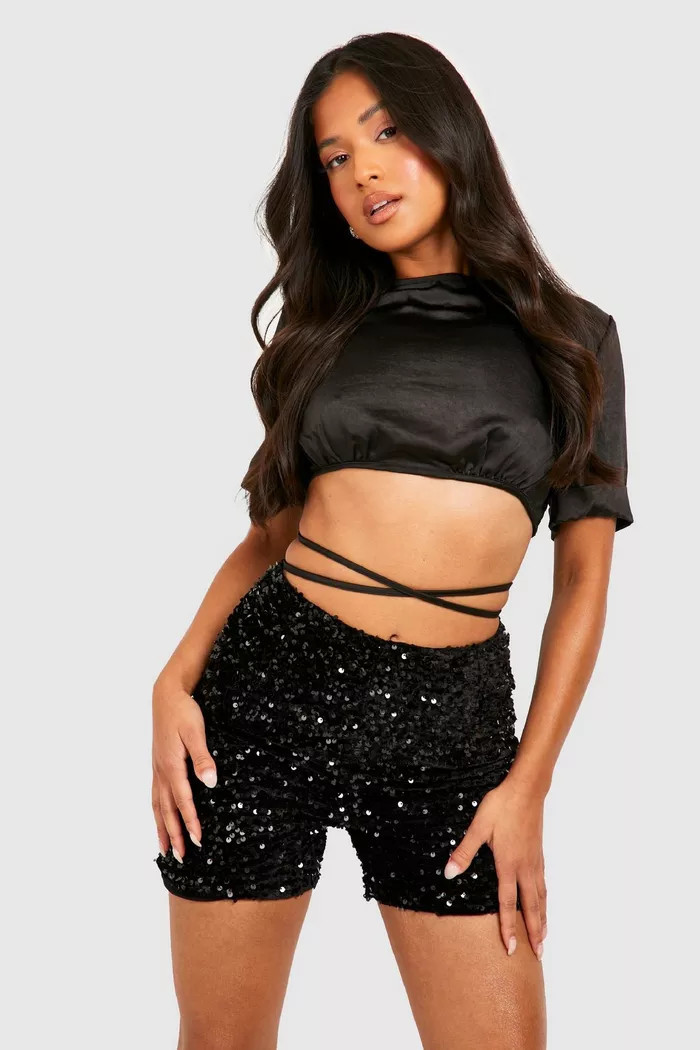 Petite Sequin Cycling Short | Boohoo.com (UK & IE)