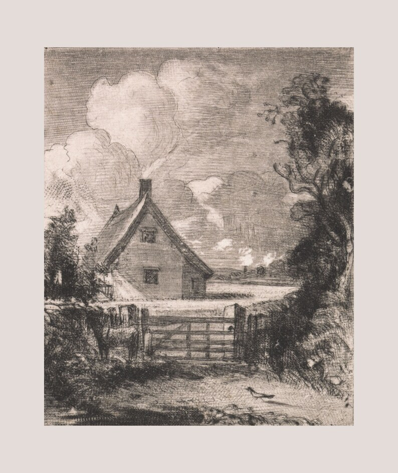 Vintage Cottage Sketch PRINTABLE / Antique Neutral Drawing / | Etsy | Etsy (US)