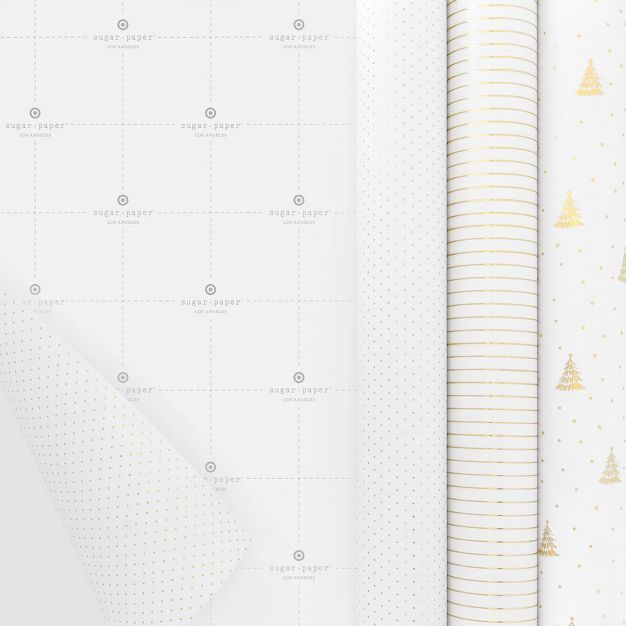 30 sq ft Gift Wrap Trio Gold/White - Sugar Paper™ + Target | Target