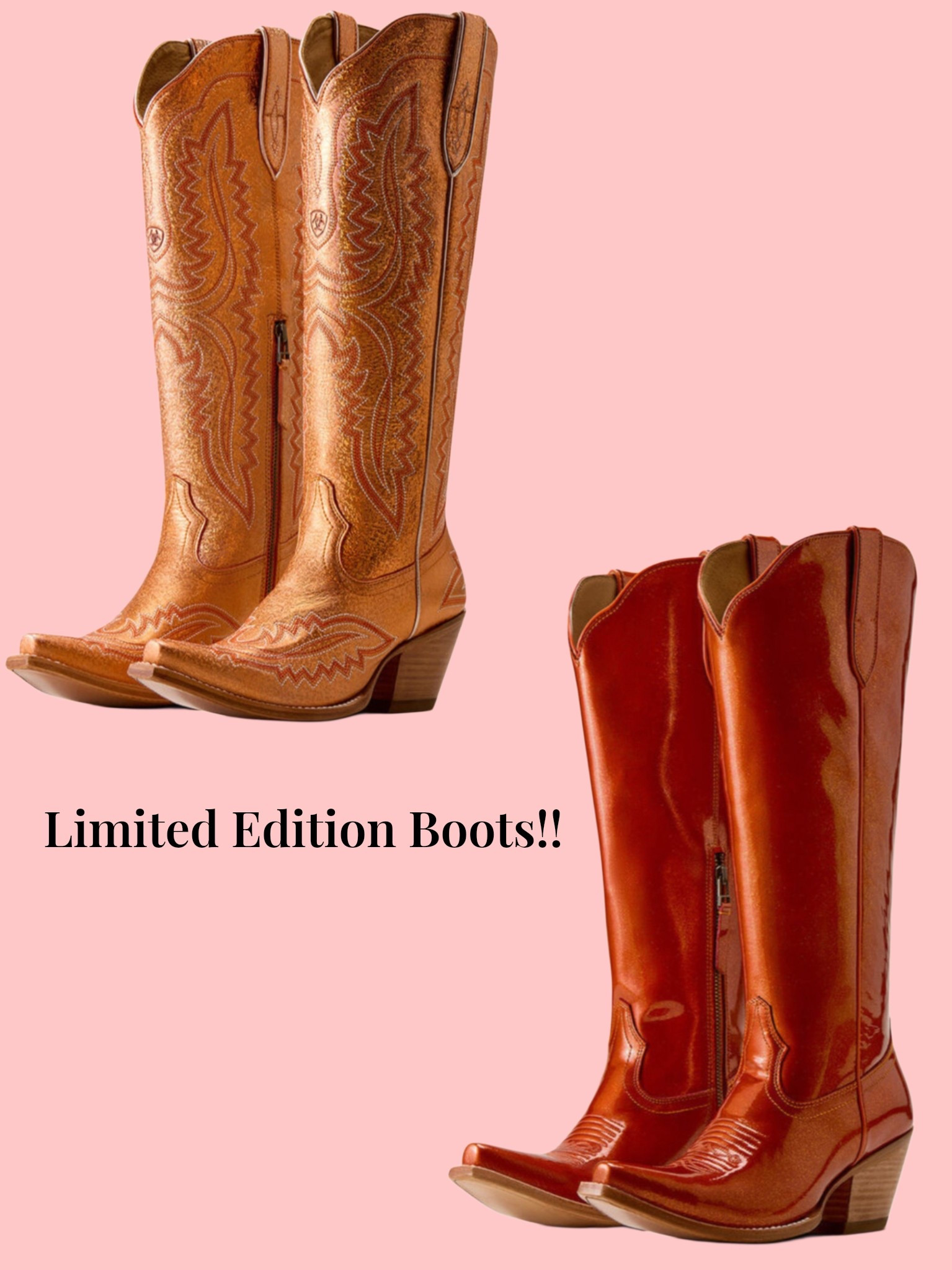Limited edition show girl ready boots! Which color are you eyeing? 🧡

#LTKFestival #LTKSeasonal