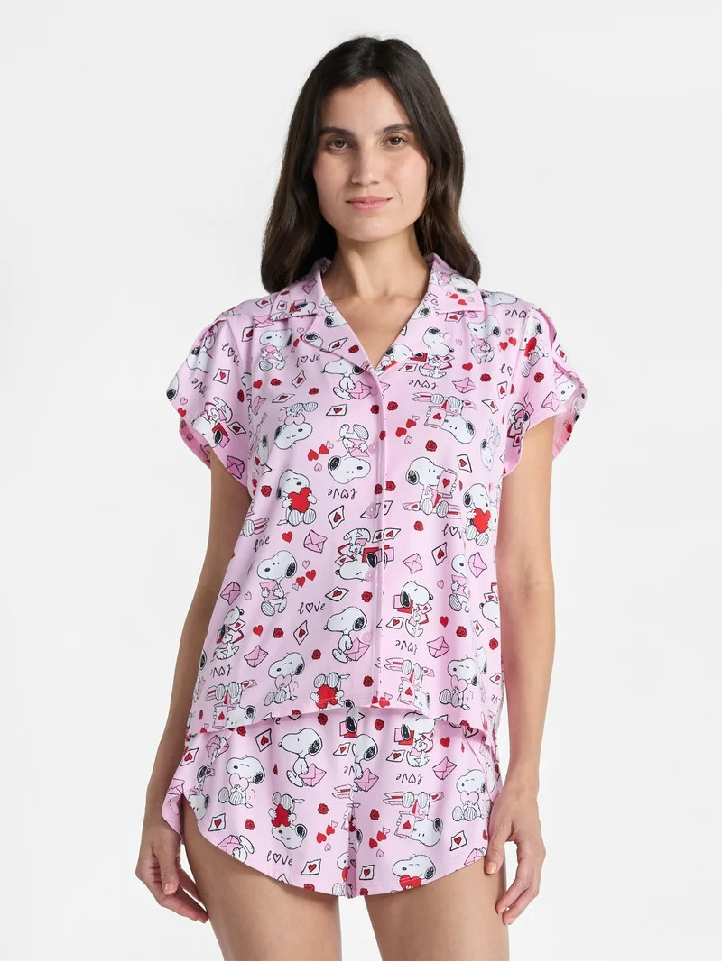 Peanuts Women's Valentine's Day Shorty Pajama Set, 2-Piece, Sizes XS-3X | Walmart (US)