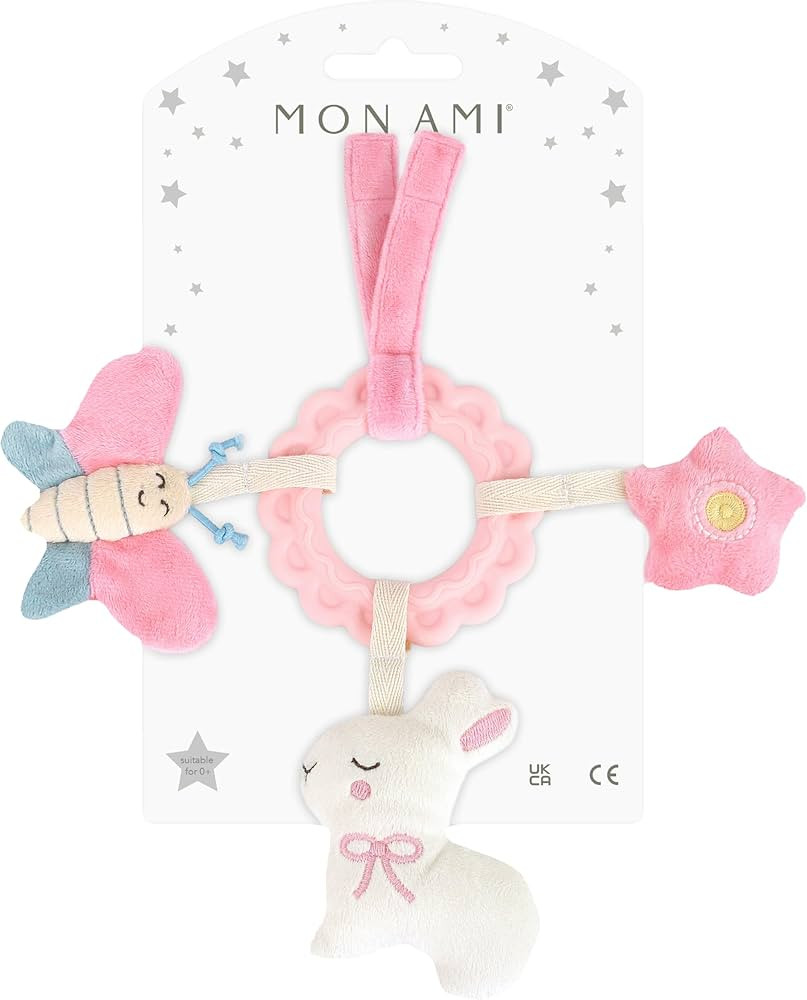 MON AMI Bunny and Friends Teether Ring – 10.5-Inch Soft Silicone Teething Ring with Plush Toy |... | Amazon (US)