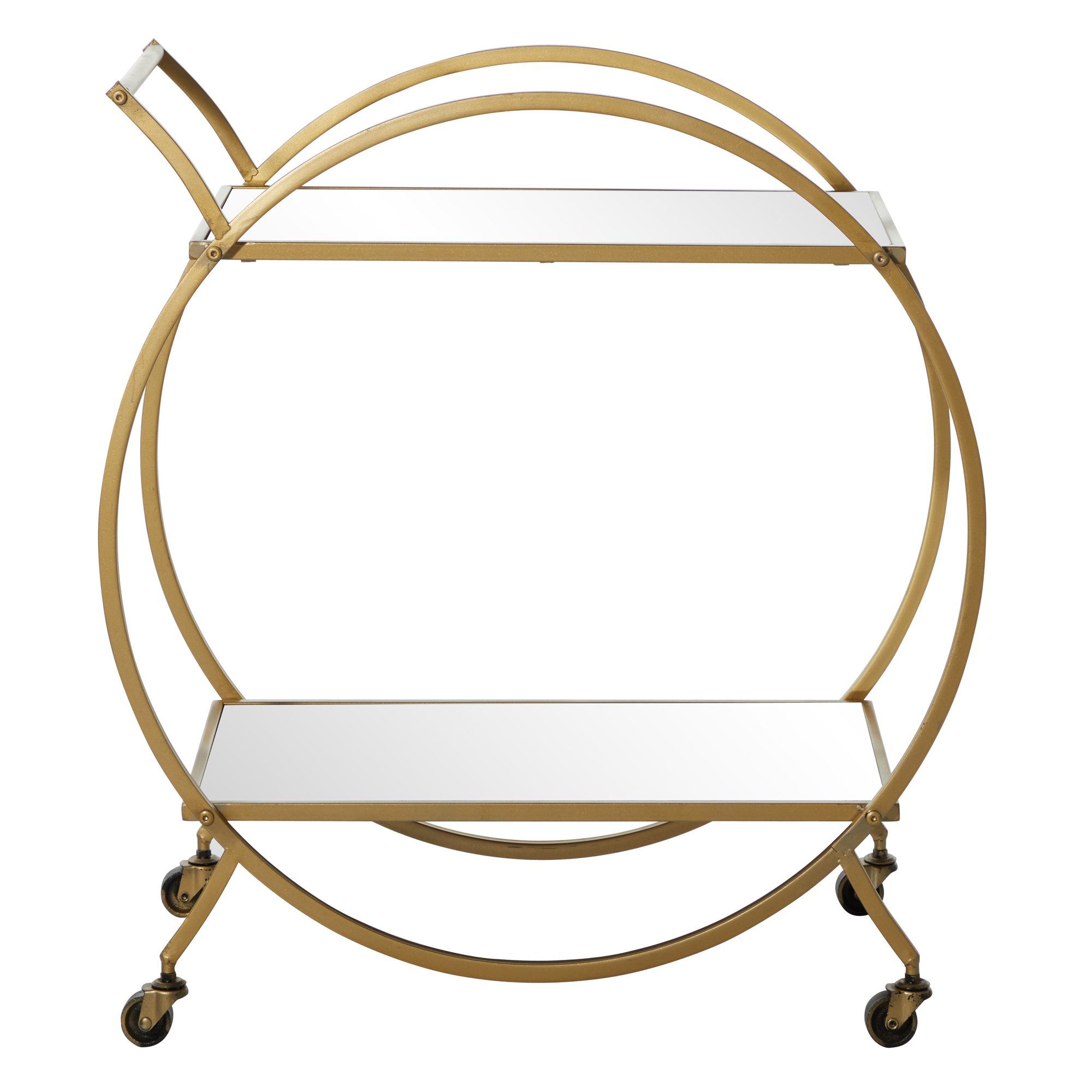 DecMode Metal and Mirror Contemporary Bar Cart, Gold, 30"H | Walmart (US)