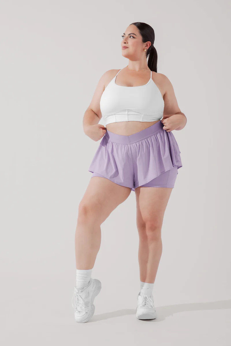 On the Run Ruffle Short - Lilac | POPFLEX