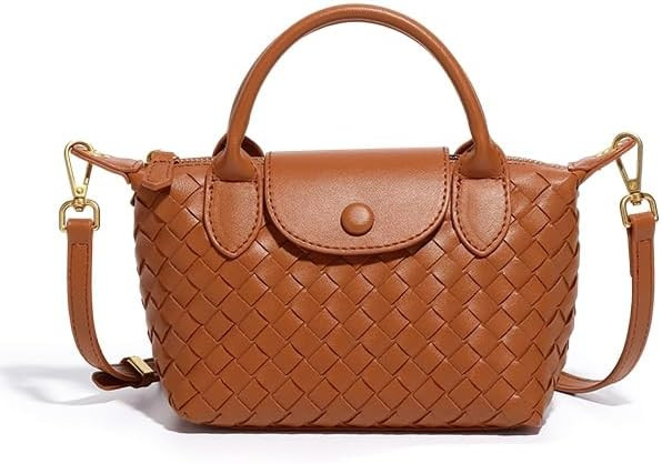 Small Vegan Leather Crossbody Bags For Women, Mini Woven Dumpling Handbag, Cute Top Handle Should... | Amazon (US)