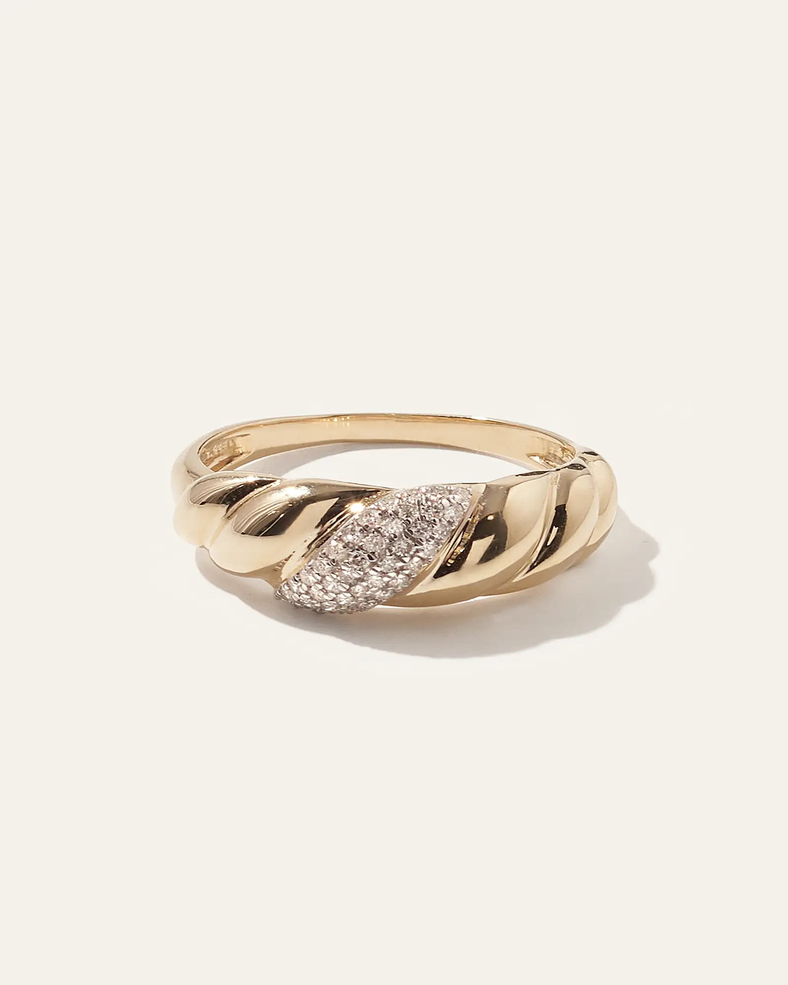 14K Gold Pave Diamond Croissant Dome Ring in Yellow Gold | Quince