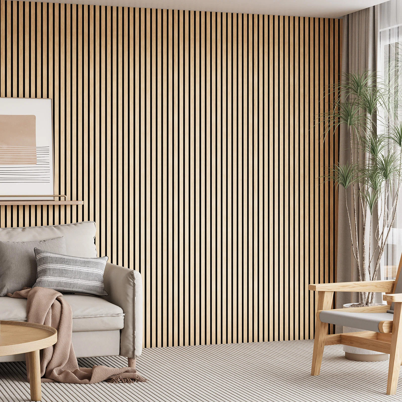 4PC x 106" x 12.6" 3D Acoustic/Sound proof Wood Slat Wall Panels (Set of 4/37.1 sq. ft.) (Set of ... | Wayfair North America