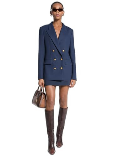 Michael Kors Women's Double Breasted Blazer, Midnight Blue, 2 | Amazon (US)