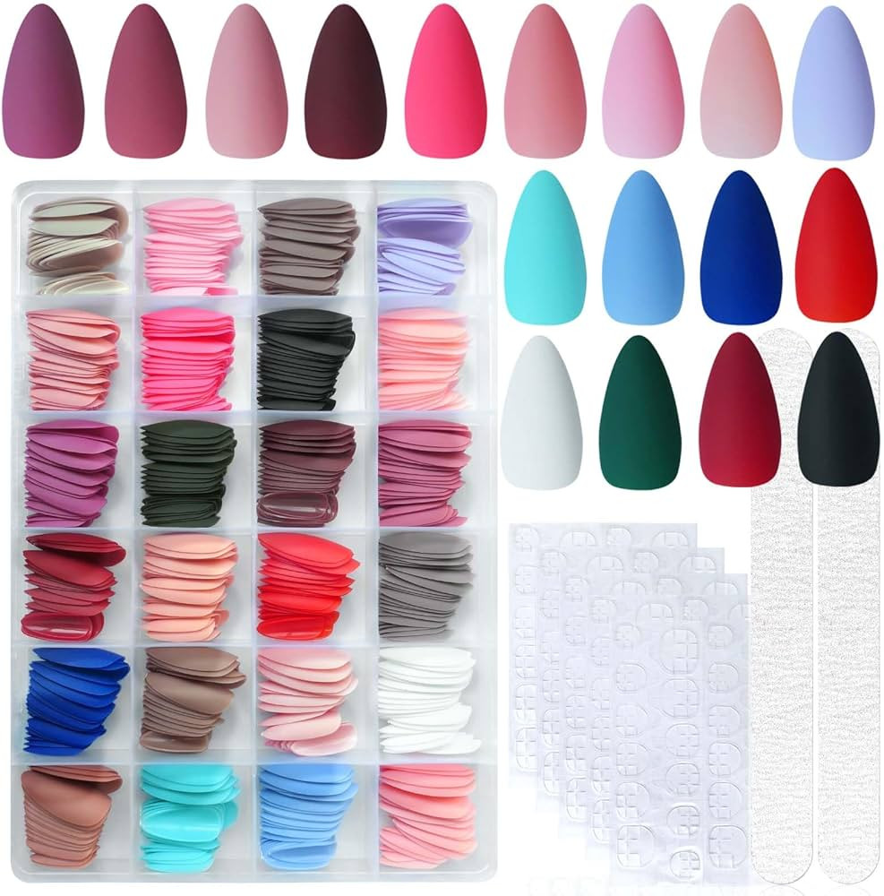 LoveOurHome 576pc Almond Press on Nails Medium Fake Nails Short Stiletto Acrylic Nails Press ons ... | Amazon (US)