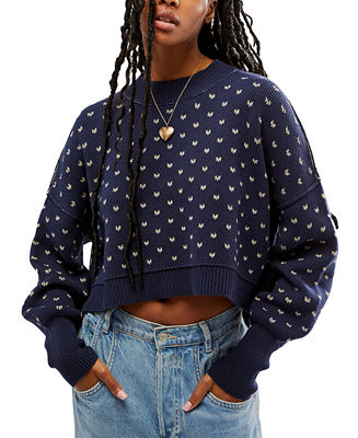 Free People Women's Patterned Easy Street Cropped Sweater - Macy's | Macy's