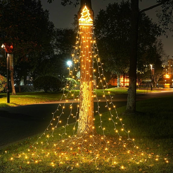 Magotan 12ft 350 LED Waterfall Christmas Lights Outdoor Decoration Twinkle Solar Christmas Tree S... | Walmart (US)