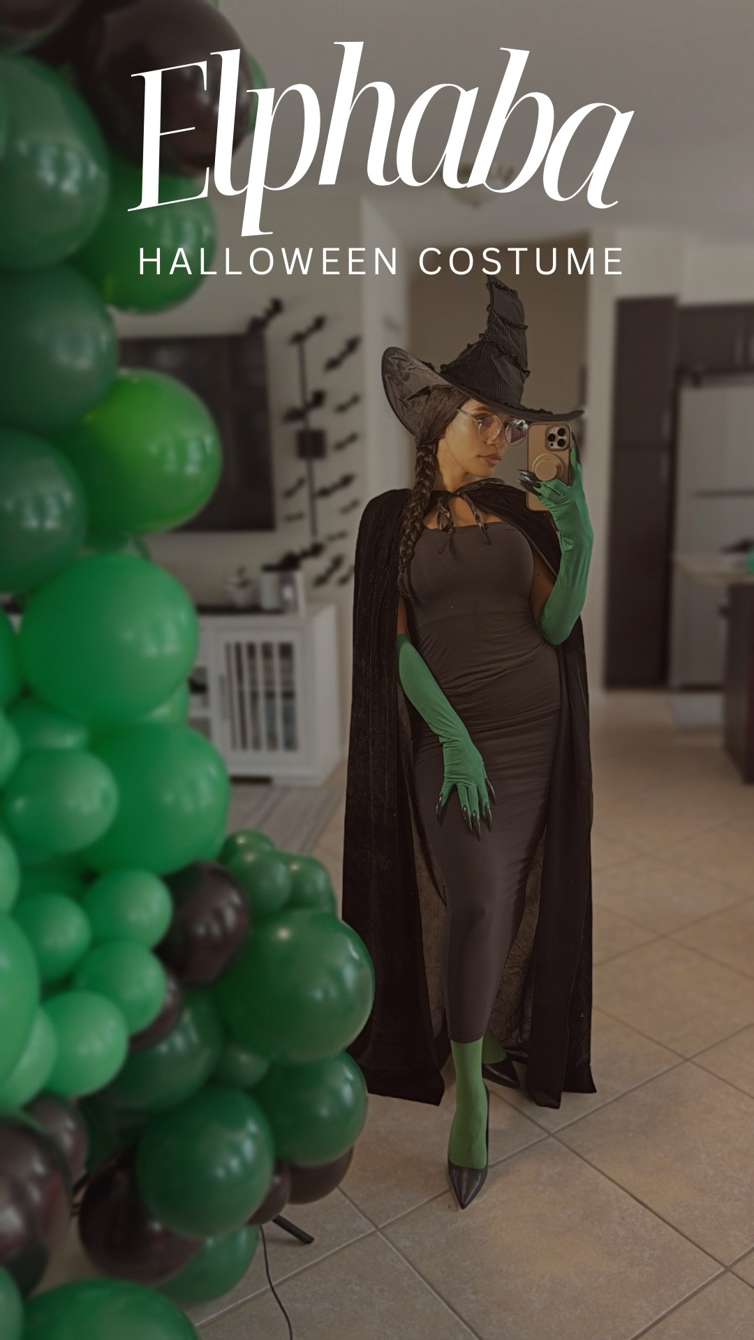 Getting into character 💚 My Elphaba costume from Wicked! Super simple and easy!!!✨ #Elphaba #WickedMusical #HalloweenCostume #GreenWitch #WickedInspired 

#LTKHalloween #LTKSeasonal #LTKFamily