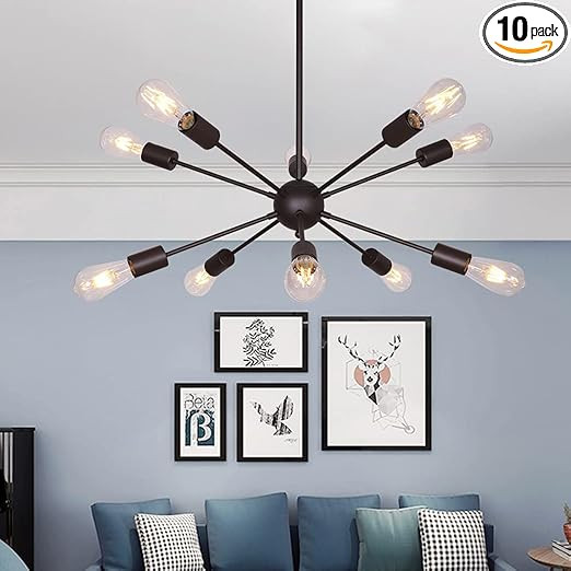 BONLICHT Modern Sputnik Chandelier Lighting 10 Lights Oil-Rubbed Bronze Chandelier Industrial Vin... | Amazon (US)