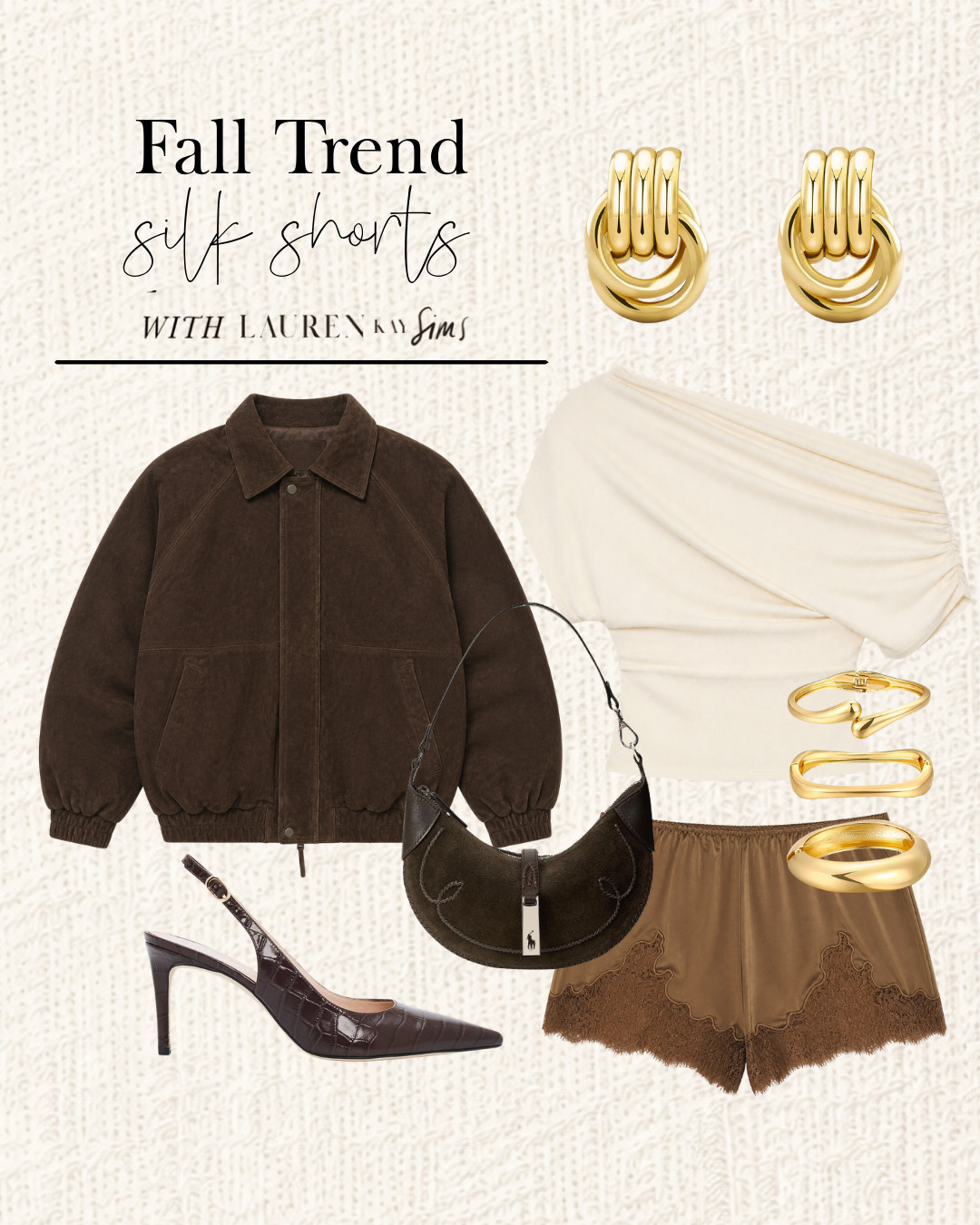 The fall date-night formula: silk shorts, a draped top, chocolate suede, and gold accessories. 🤎

fall date night outfit, silk shorts, fall fashion, chocolate brown outfit, suede jacket, cream top, elevated casual, going out outfit, gold jewelry, brown heels, transitional style, fall layers, chic fall outfit

#LTKgrwm #LTKootd #LTKSeasonal