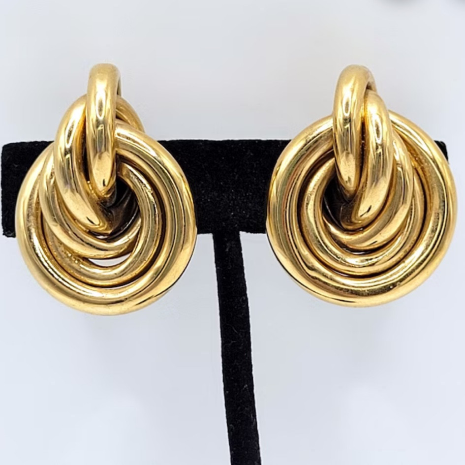 Vintage Etsy earring that I love! Such a chic look for a good price. Chunky gold earrings are in!!

Would also be a great gift for the holidays! 

#LTKfindsunder50 #LTKstyletip #LTKGiftGuide