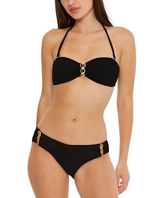 Women's Black Sands Textured Molded Bandeau Bikini Top | Macy's