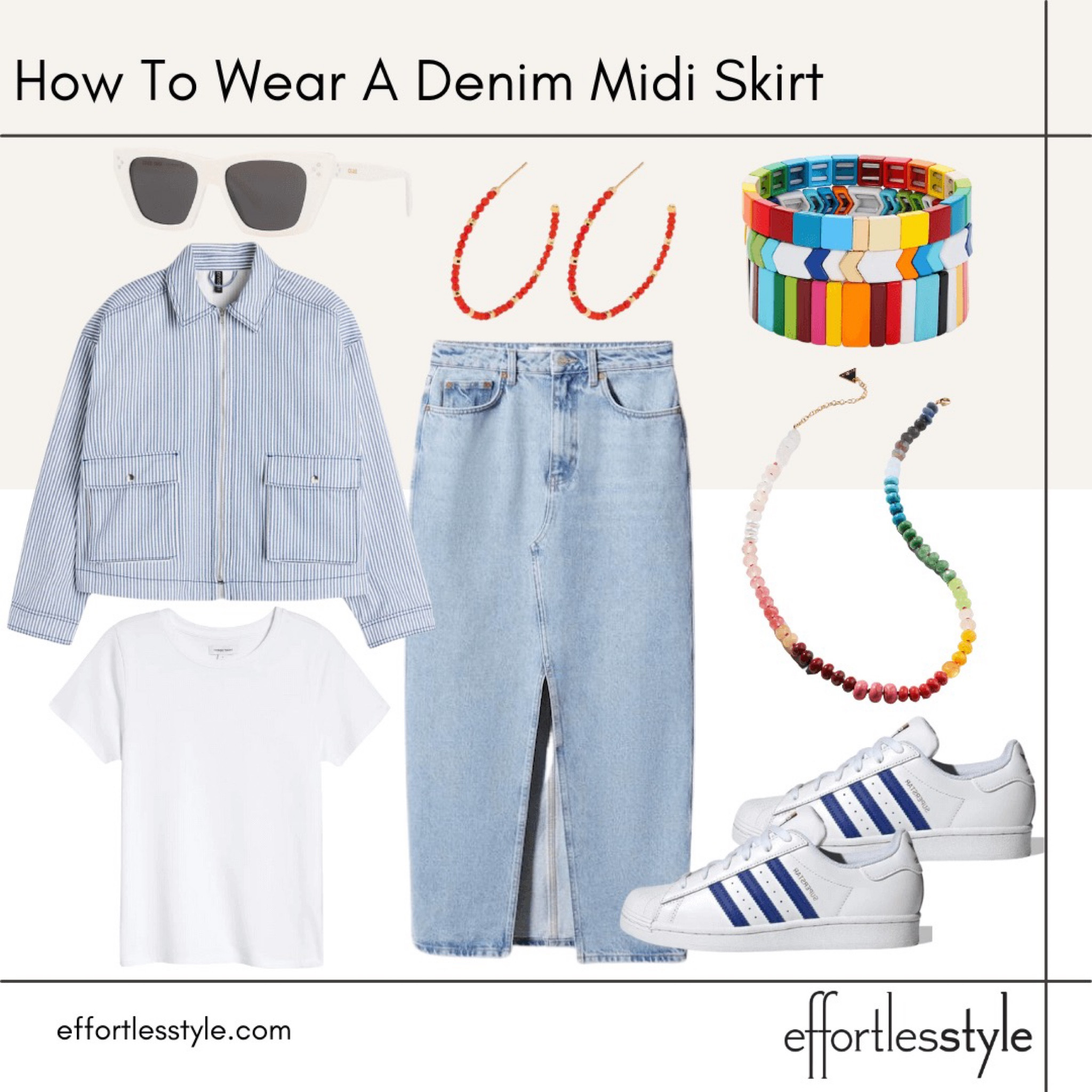 Love this casual denim midi skirt look!

#LTKstyletip #LTKshoecrush #LTKSeasonal
