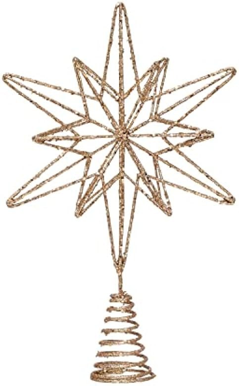 Metal and Mica Star Tree Topper, Champagne Finish | Amazon (US)