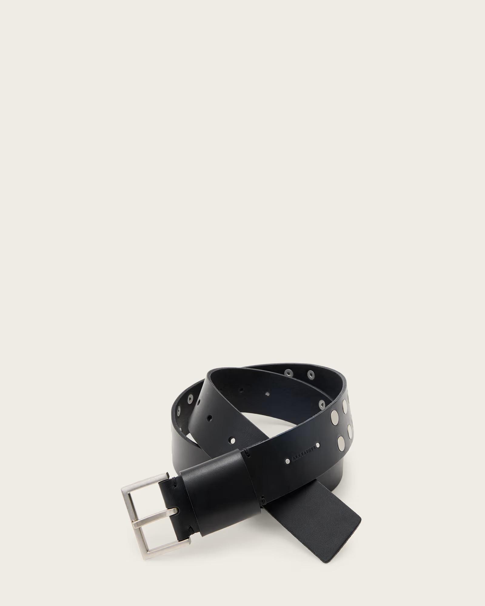 AllSaints Cow Leather Lillie Studded Leather Belt, Size: S | AllSaints UK
