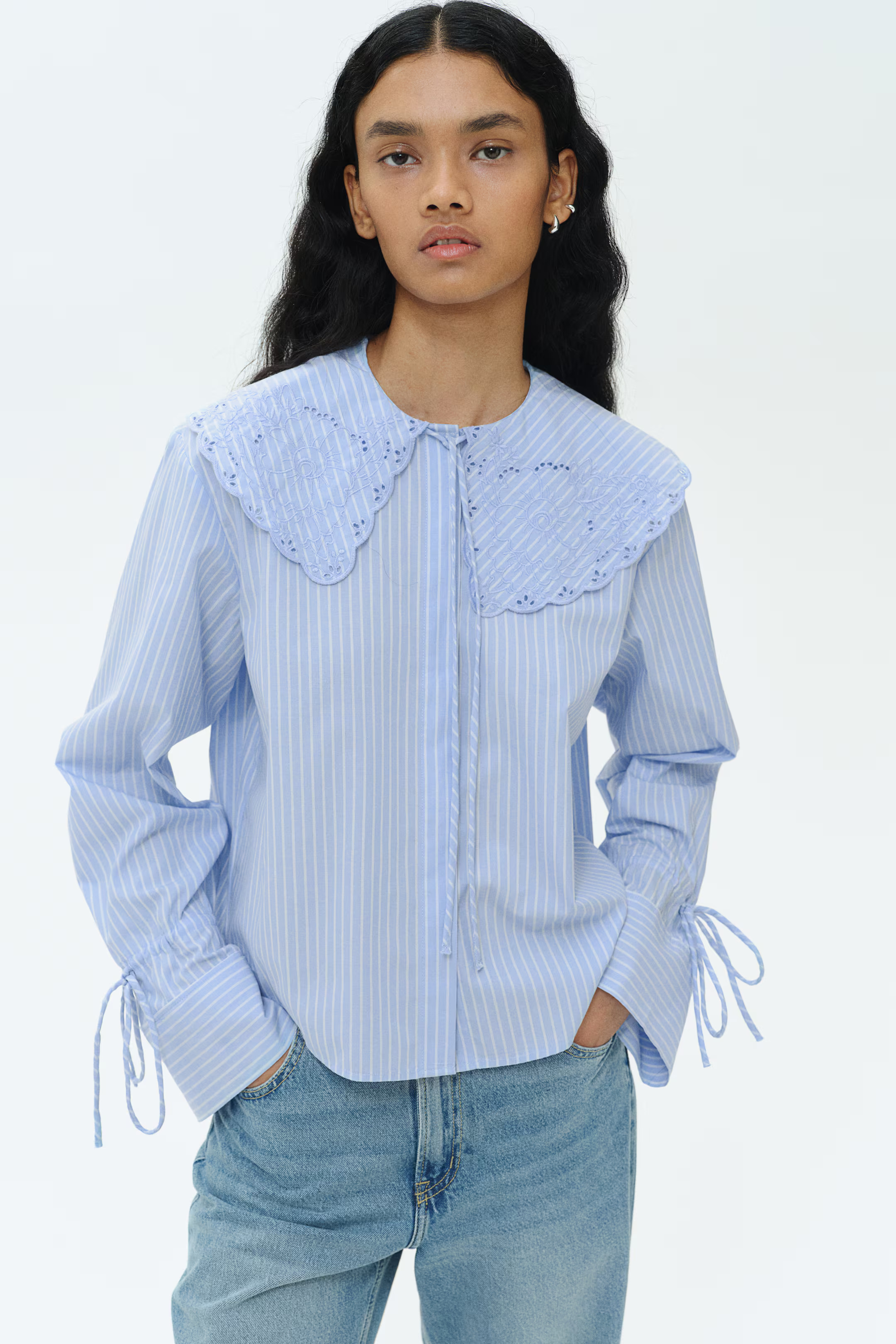 Poplin Blouse with Eyelet Embroidery | H&M (US + CA)