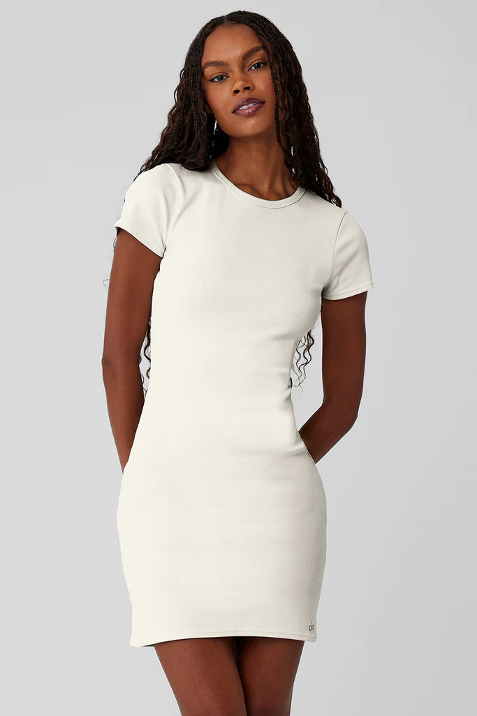 Goddess Ribbed Short Sleeve Dress | Alo Yoga (US)