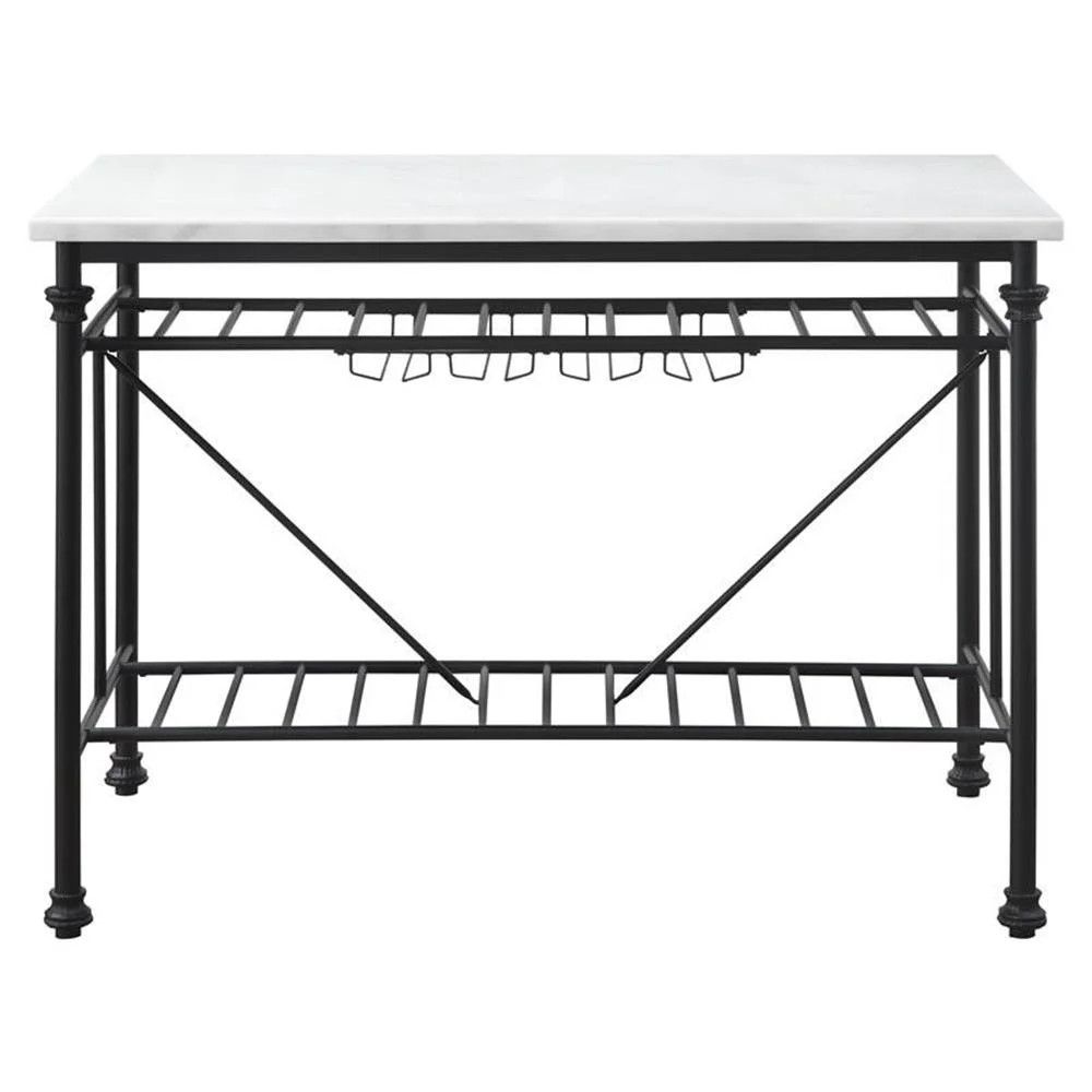 Kitchen Island, White Marble & Gray Finish | Walmart (US)