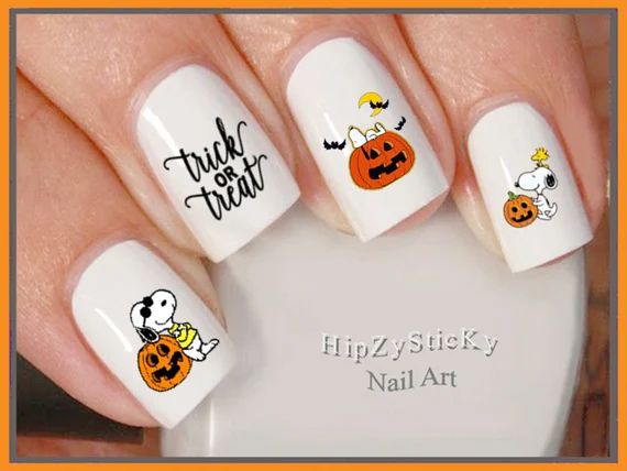 HALLOWEEN Nail Decals Halloween Snoopy Pumpkin | Etsy | Etsy (US)