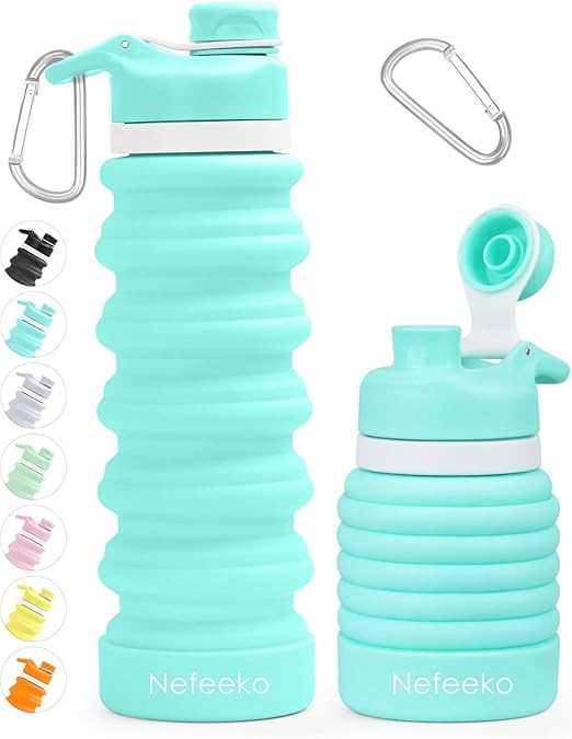 Nefeeko Collapsible Water Bottle , 26oz Silicone Foldable Water Bottles Leakproof BPA Free Travel... | Amazon (US)